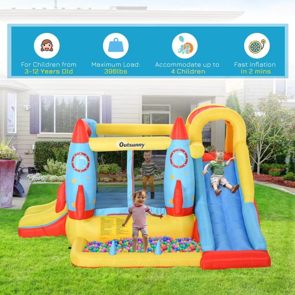 Outsunny+Kids+Bounce+Castle+House+Inflatable+Trampoline+Slide+Water+Pool+3+In+1+With+Inflator+For+Kids+Age+3-12+Rocket+Design+11.14'+X+9.18'+X+6.06' (4)